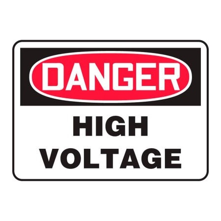 Accuform Accuform Danger Sign, High Voltage, 10inW x 7inH, Aluminum MELC113VA